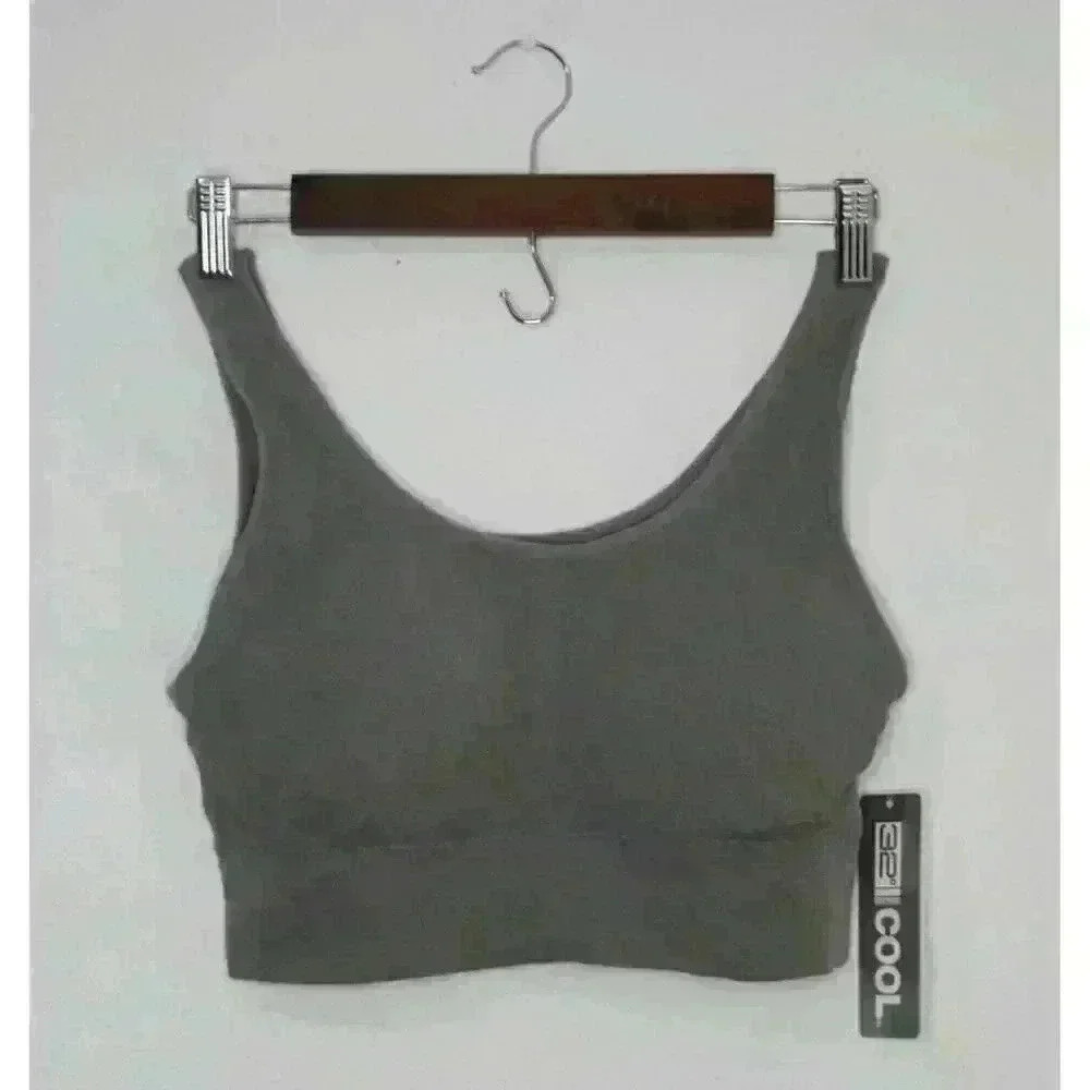 New Women's 32 Degrees Cool Steel Gray Seamless Racerback Sports Bra Size L NWT‎